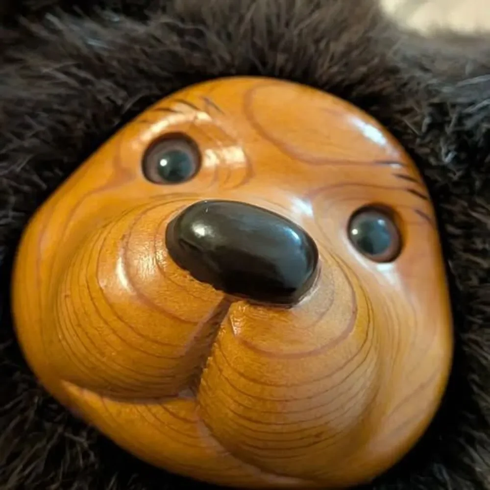 Vintage 1989 Robert Raikes Original Cookie Bear Wood Face Plush 12in Signed Toy